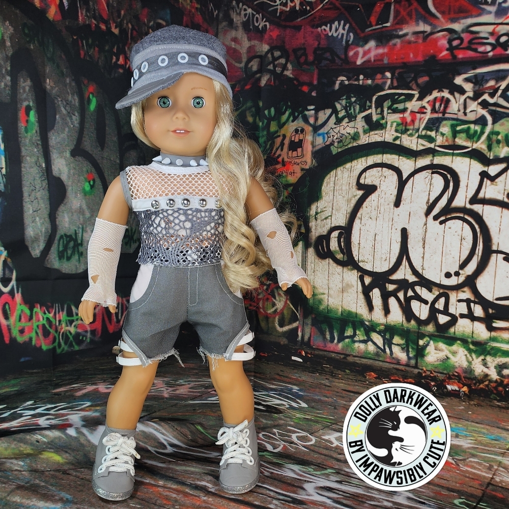 ☯Dolly Darkwear by Impawsibly Cute- Gray Industrial Streetwear Fit for 18" Dolls